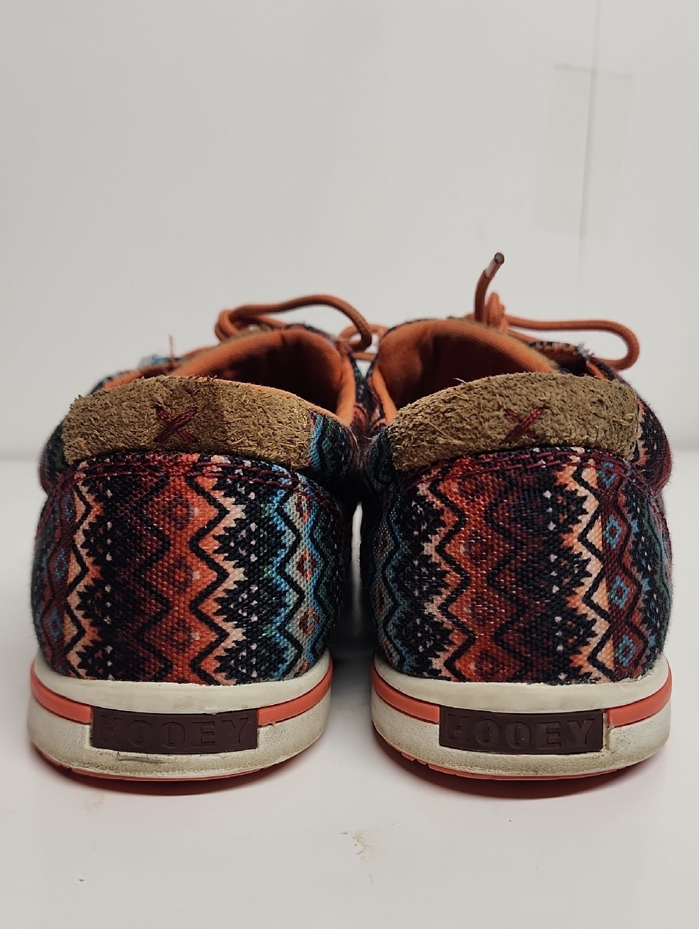 Twisted X Hooey Aztec-Pattern Canvas Sneakers - Orange/Blue Size 8.5M - Picture 4 of 13